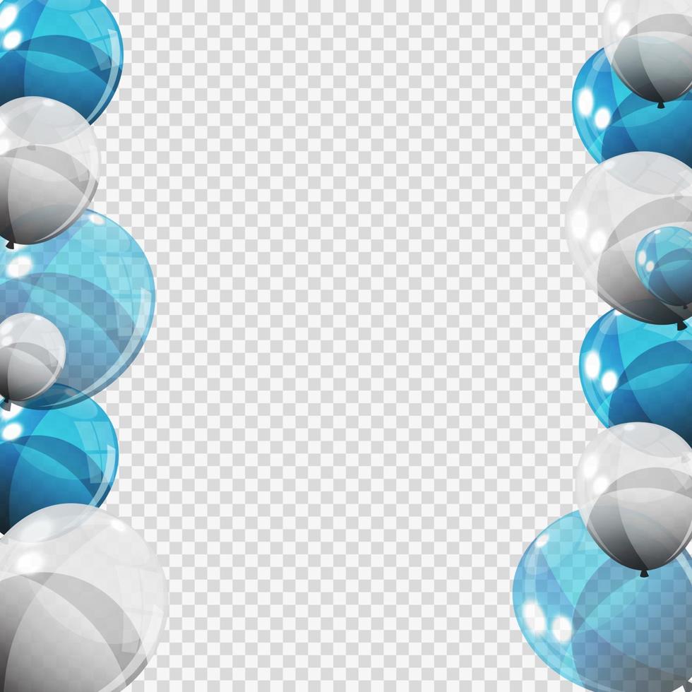 grupo de balões de hélio brilhante colorido com página em branco isolada vetor
