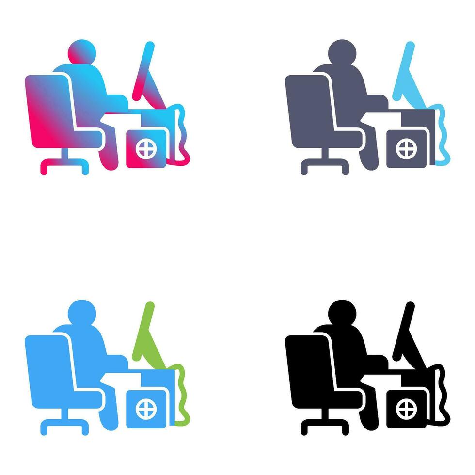 ícone de vetor de trabalhador de computador