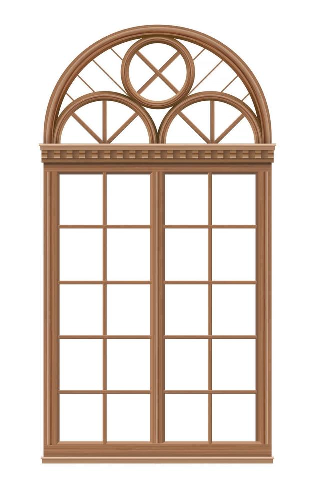 janela clássica em arco de madeira vetor
