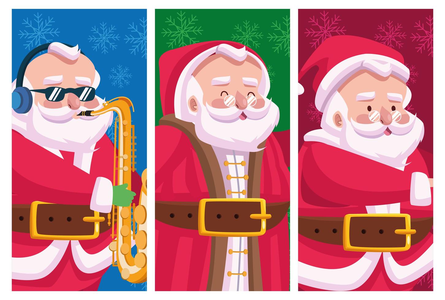 modelos de personagens de quadrinhos do grupo santas fofos vetor