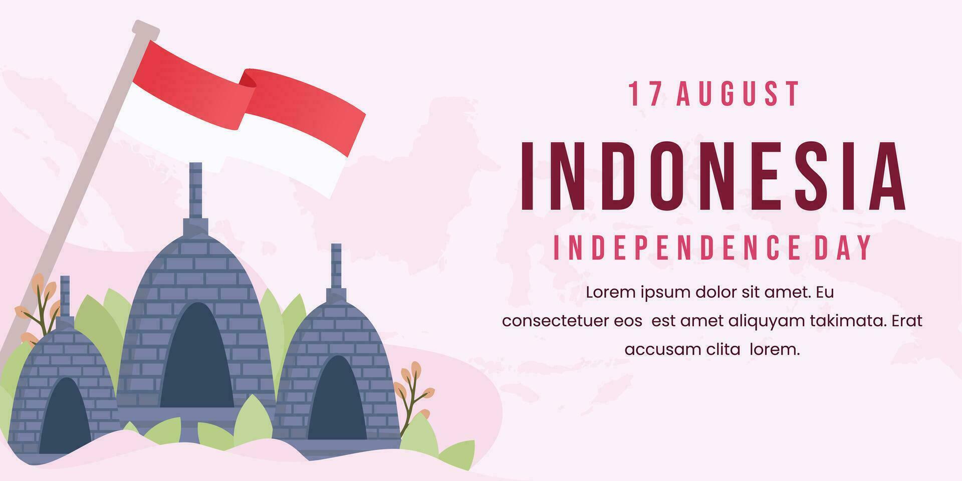 indonésio independência dia bandeira modelo fundo com branco fundo e têmpora vetor
