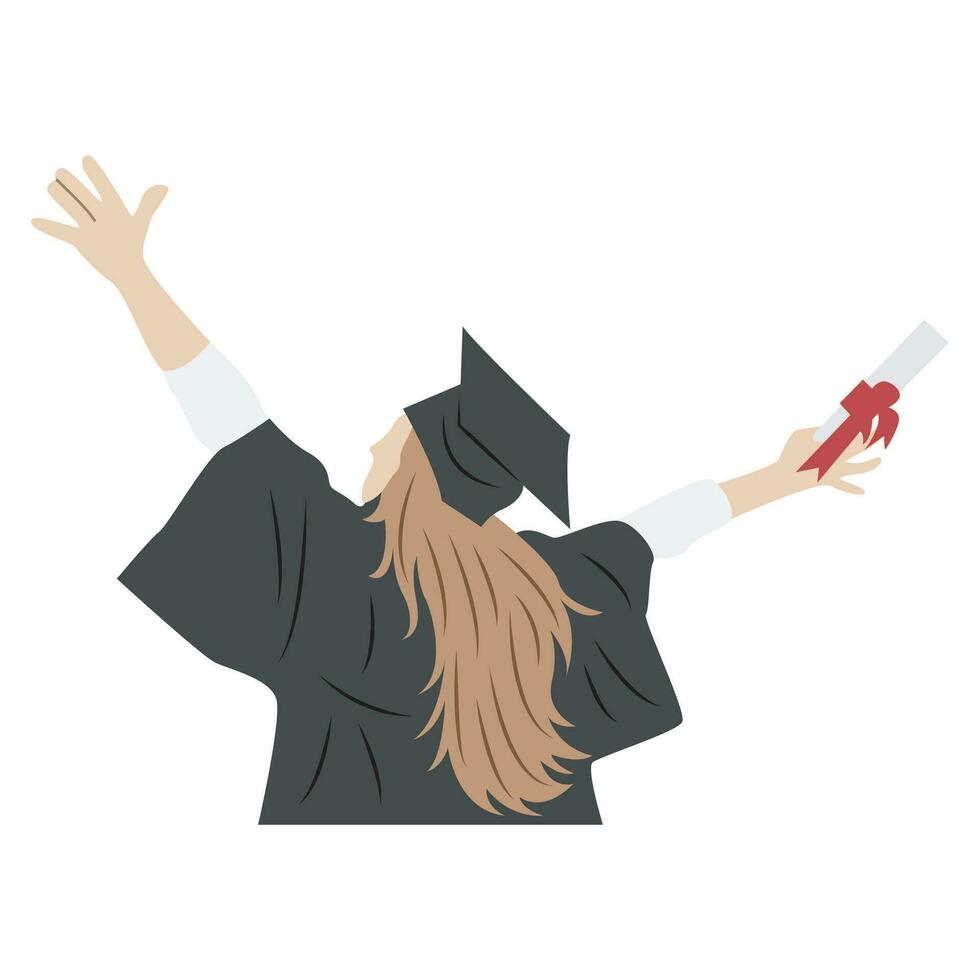 mulheres graduação celebração segurando acima diploma papéis vetor