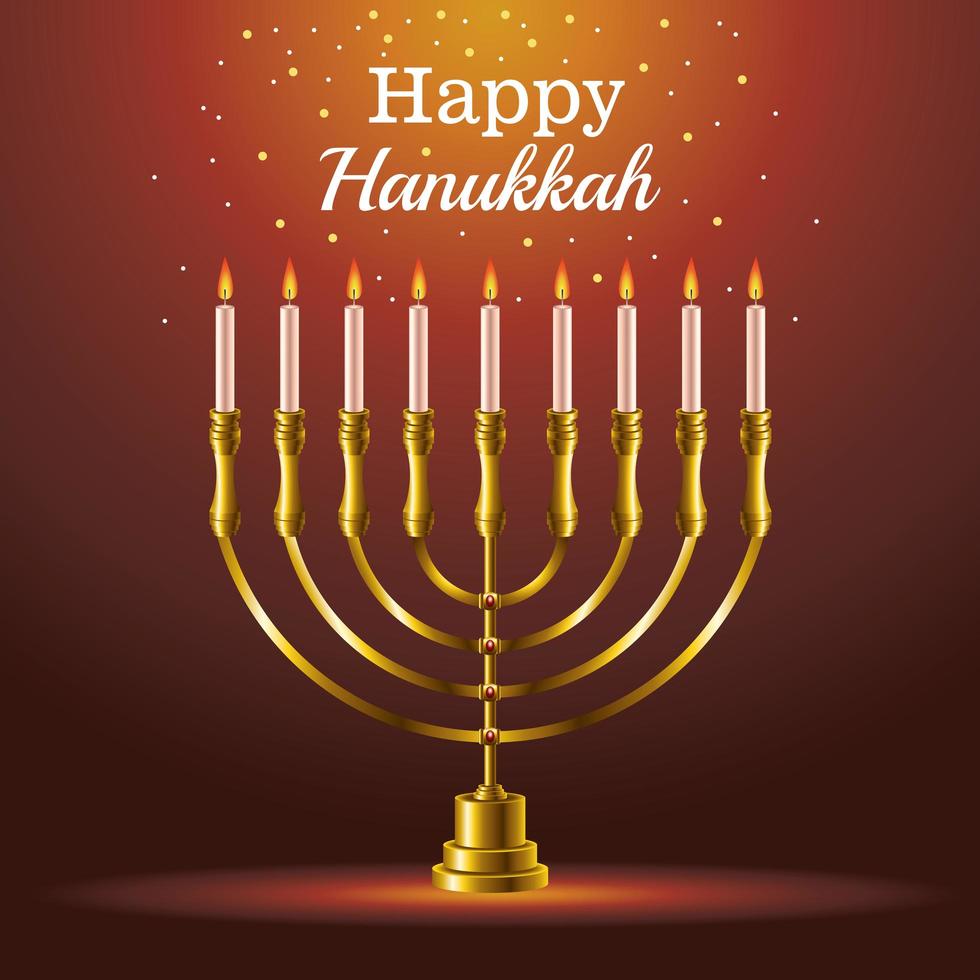 cartão de celebração feliz hanukkah com candelabro vetor