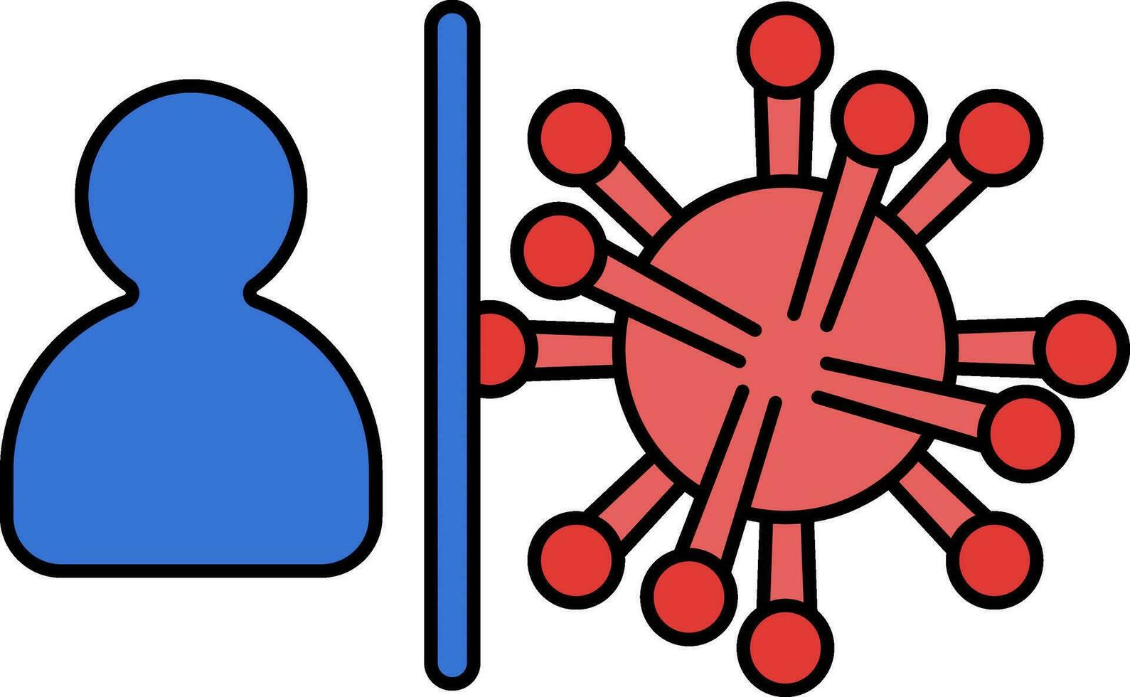 humano proteger vírus a partir de escudo ícone dentro azul e vermelho cor. vetor