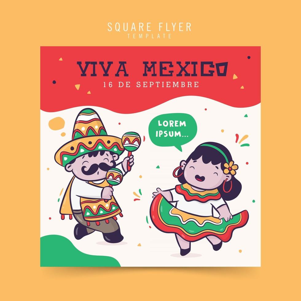 flyer quadrado viva méxico vetor