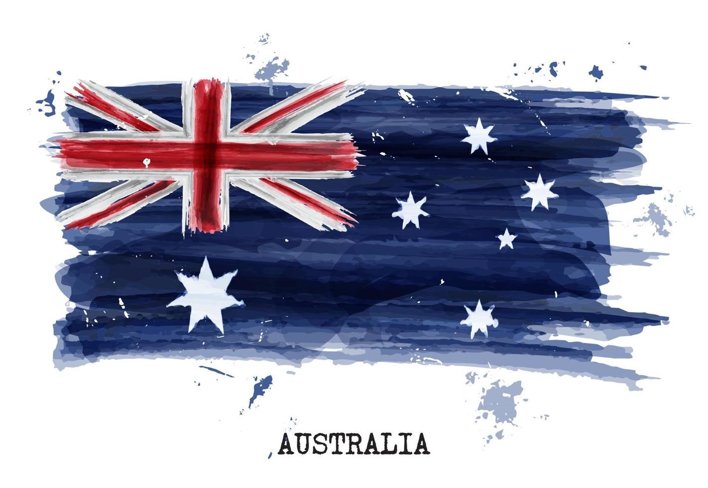 vetor da bandeira da austrália pintura em aquarela