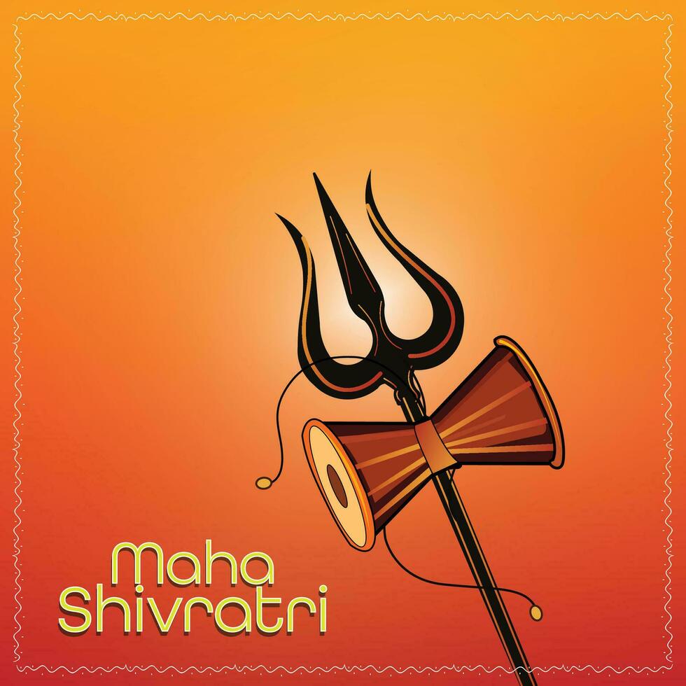 ilustração do a cumprimento cartão para maha shivaratri, a hindu festival célebre de senhor Shiva, Trishul vetor