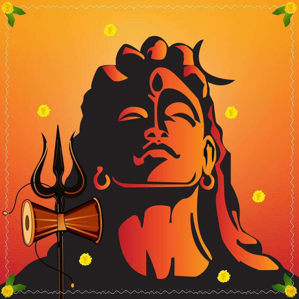 ilustração do senhor faca Shankar silhueta fundo para feliz maha shivaratri vetor