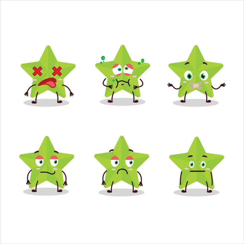 Novo verde estrelas desenho animado personagem com Não expressão vetor