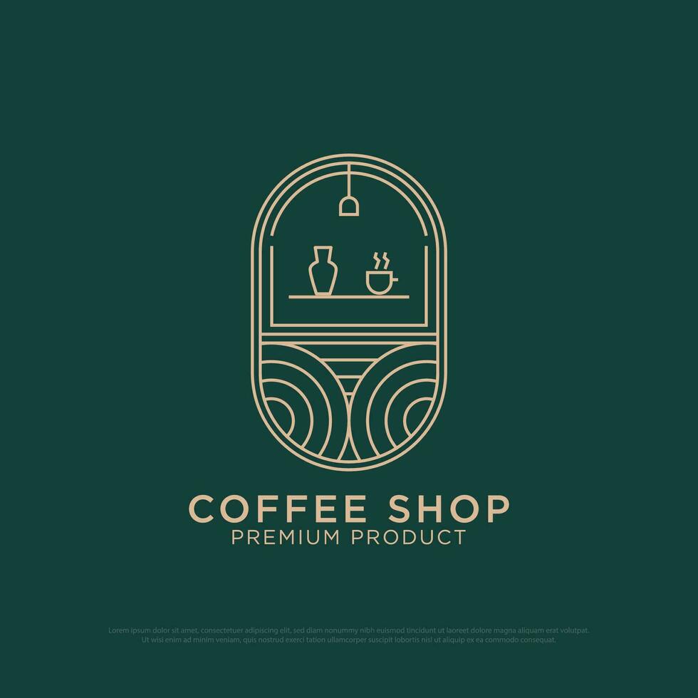 linha arte café fazer compras logotipo Projeto vetor, vintage café logotipo ilustração com esboço estilo, melhor para restaurante, cafeteria, bebidas logotipo marca vetor