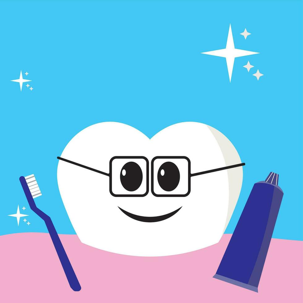 saudável dente com escova de dente e colar ícone vetor ilustração símbolo