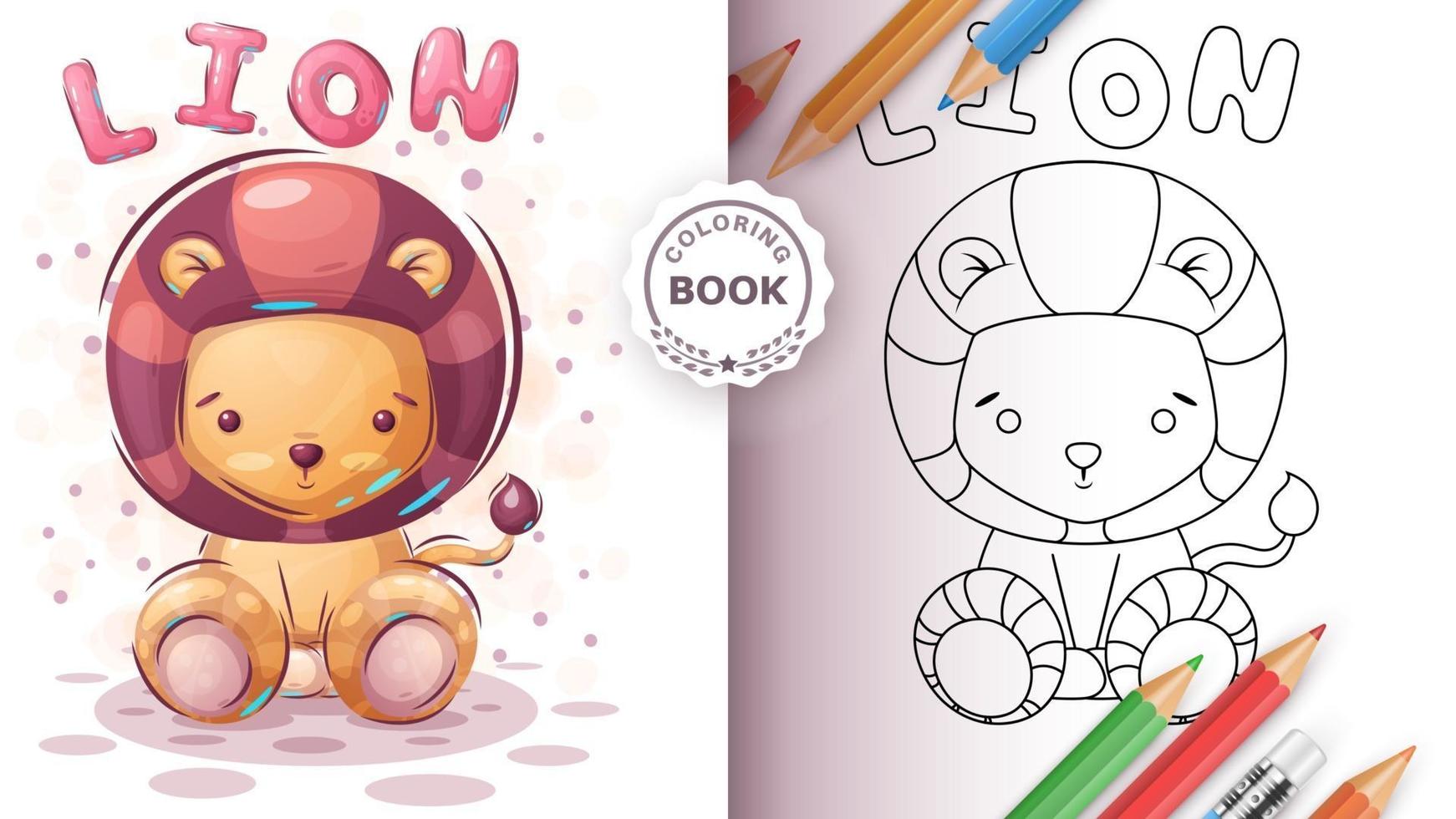 livro de colorir engraçado com teddy dino vetor