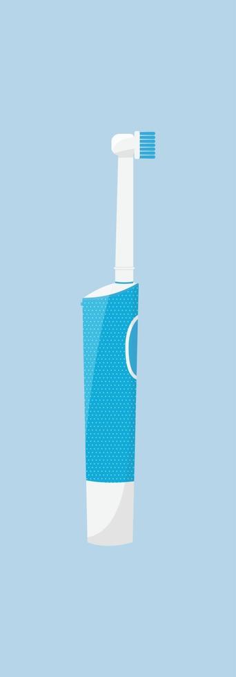 escova de dentes elétrica para cuidados bucais e dentais isolada no fundo azul higiene dental estilo simples ilustração vetorial vetor
