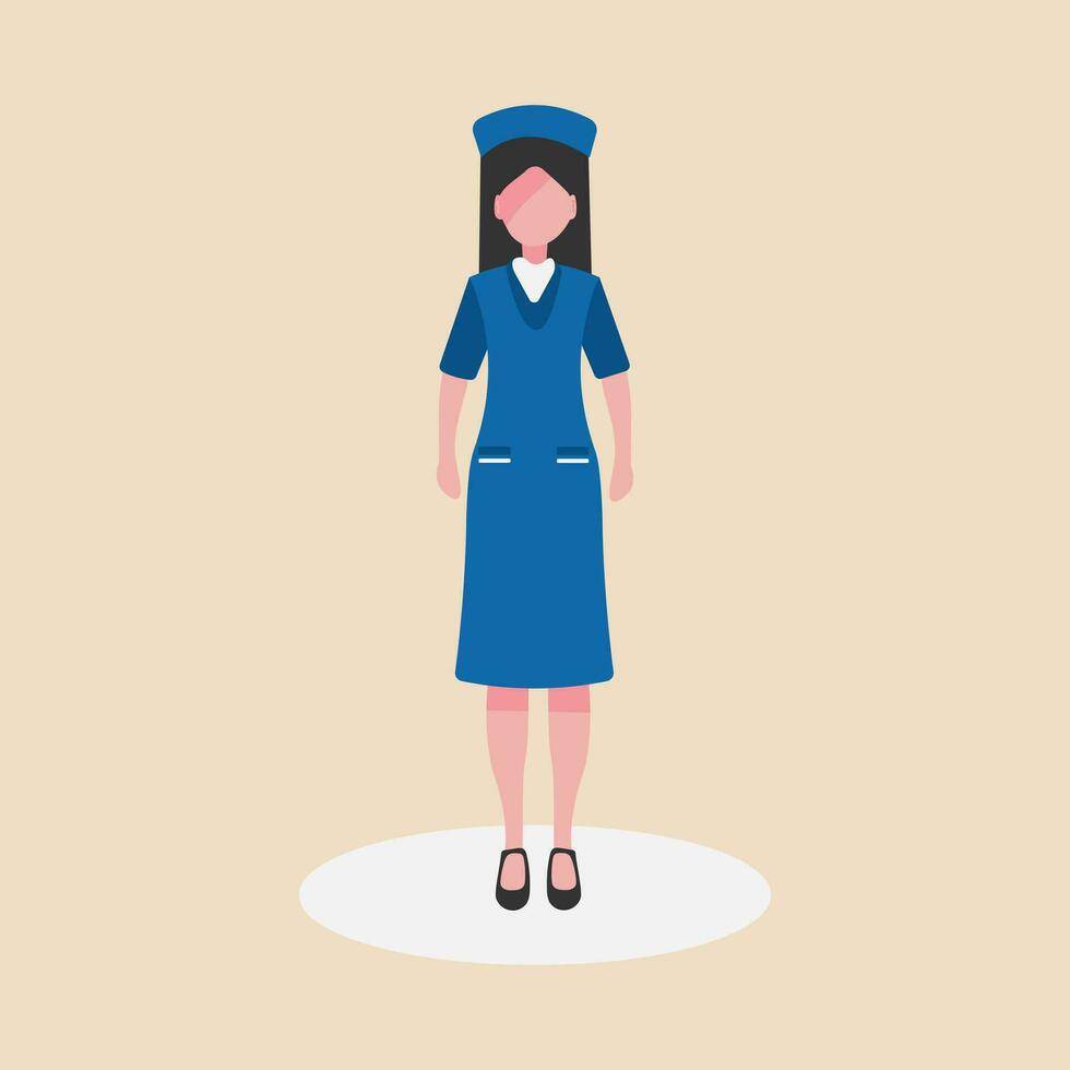 lindo mulher em pé Como uma enfermeira vestindo médico uniforme. vetor ilustração.flat Projeto.