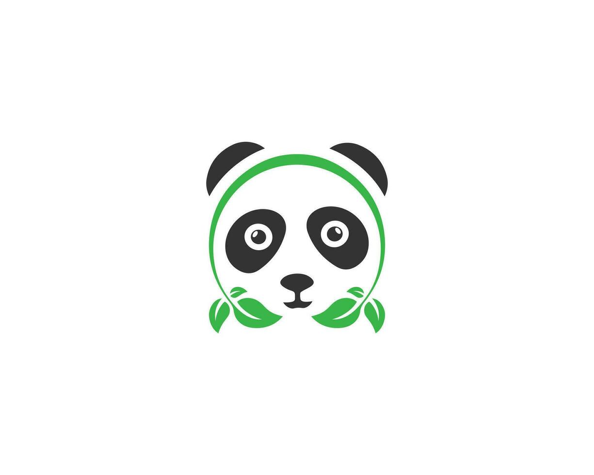 naturel folhas panda logotipo com folha símbolo panda logotipo Projeto vetor conceito.