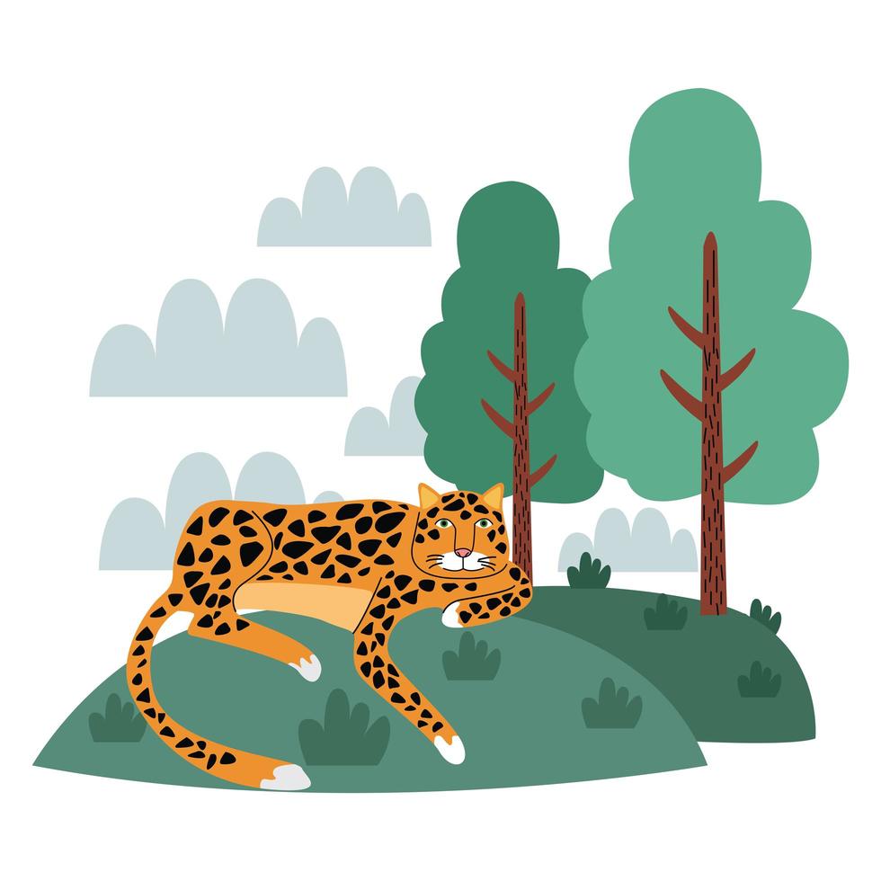 leopardo selvagem na cena da paisagem vetor
