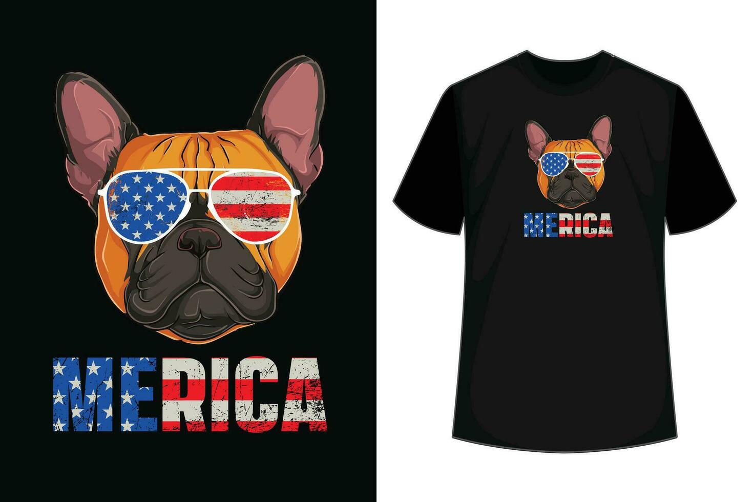 mérica britânico Inglês buldogue cachorro 4º do Julho americano bandeira camiseta vetor