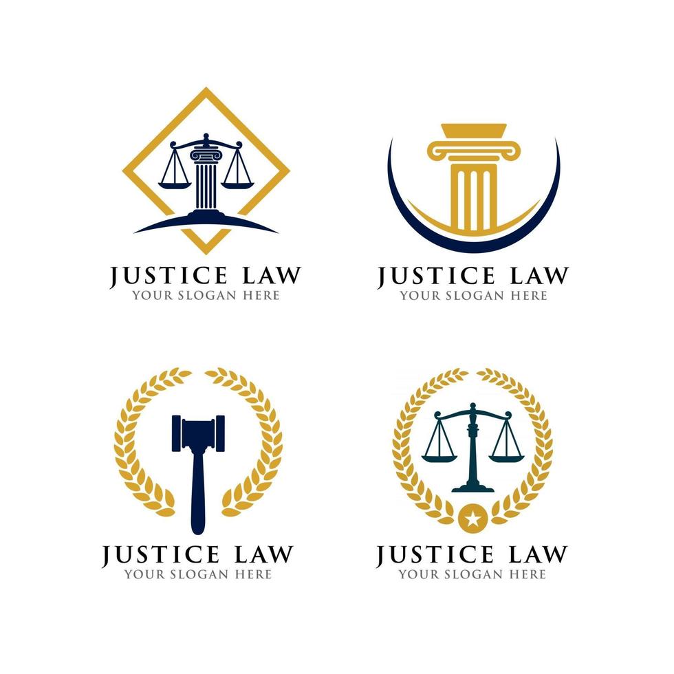 modelo de design de logotipo de lei de justiça vetor