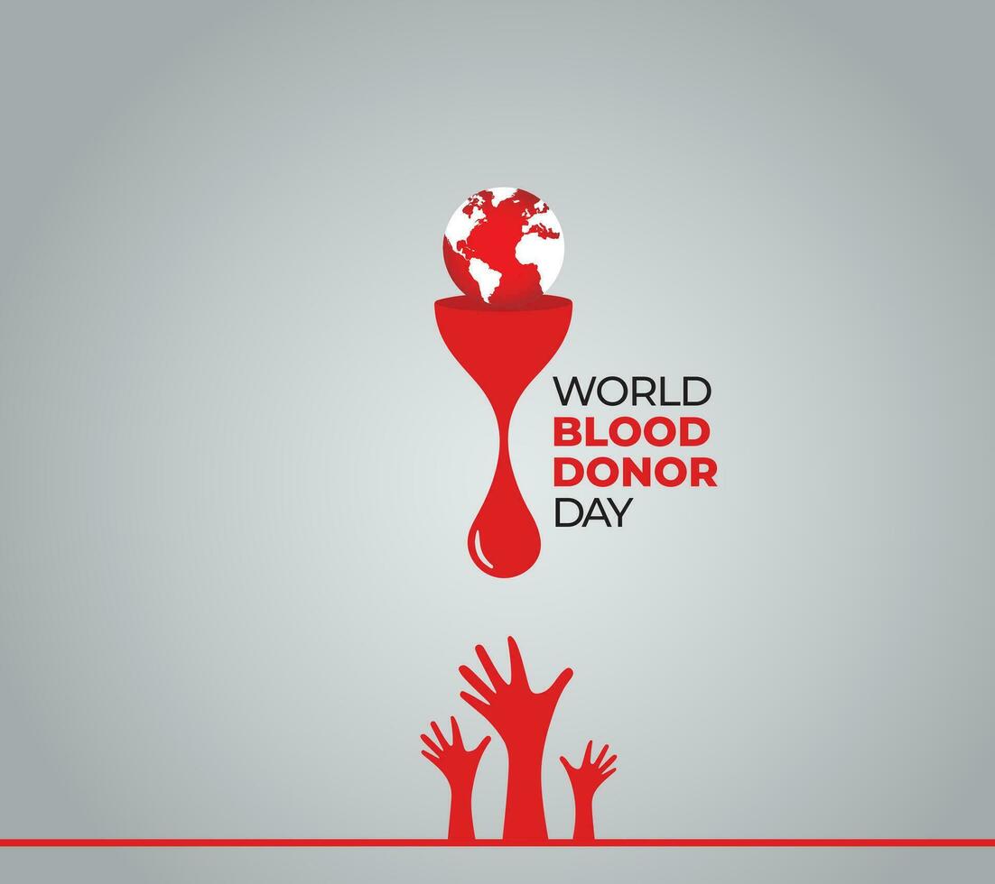 mundo sangue doador dia vetor ilustração. sangue doação consciência Sombrio poster Projeto. hemofilia ou sangue Câncer dia conceito.