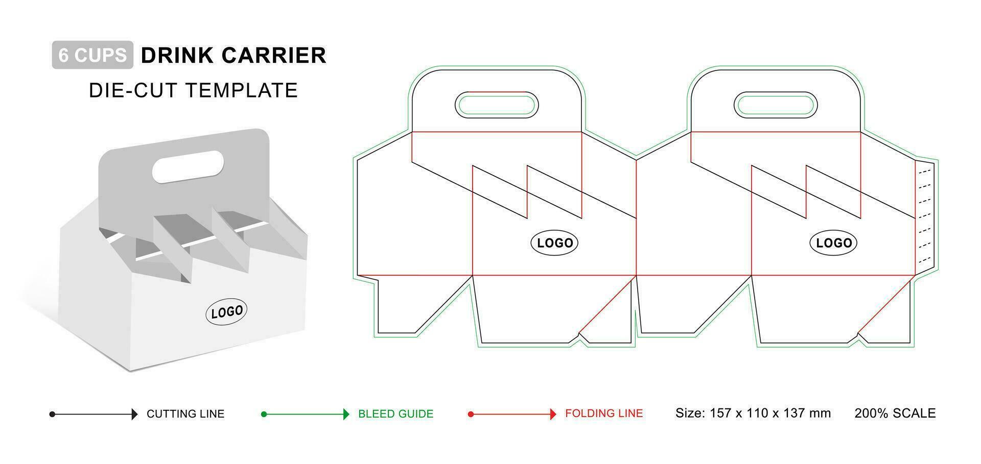 seis pacote do garrafa transportadora morrer cortar modelo, copo suporte brincar, transportadora embalagem, branco transportadora caixa vetor