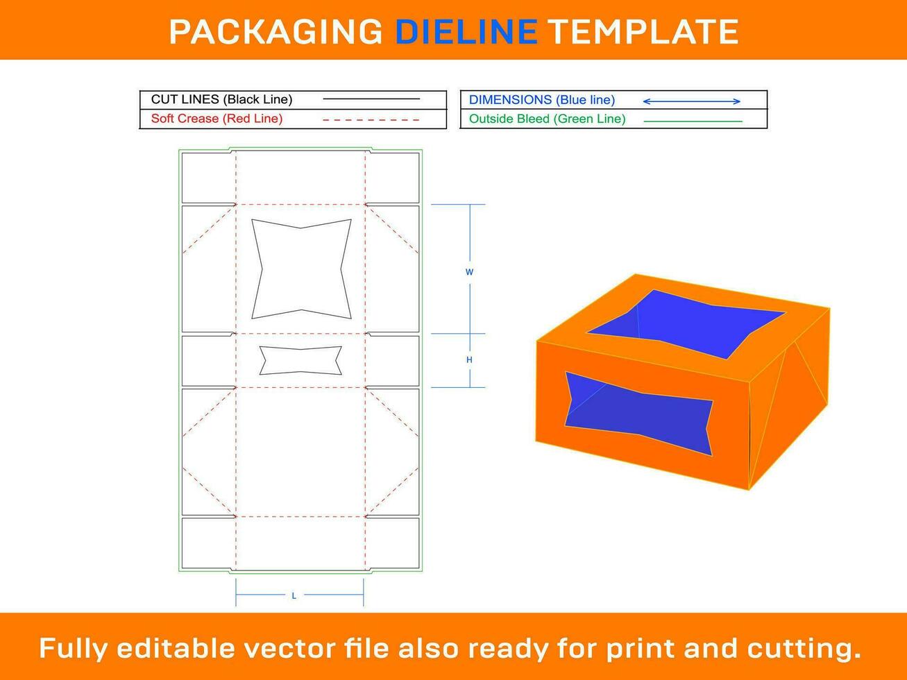 torta caixa, dieline modelo vetor