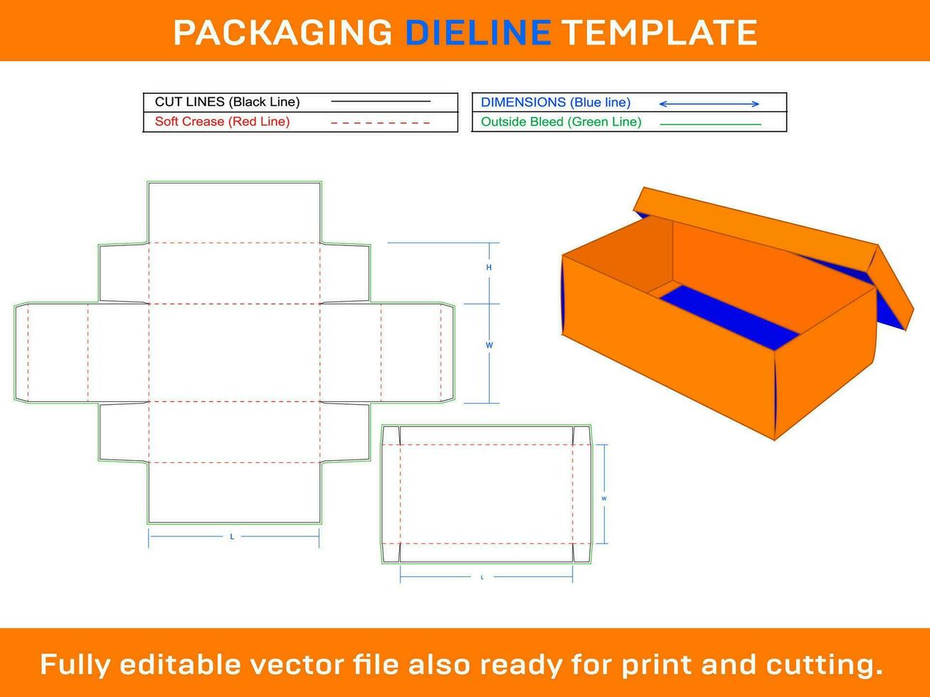 sapato caixa, dieline modelo vetor