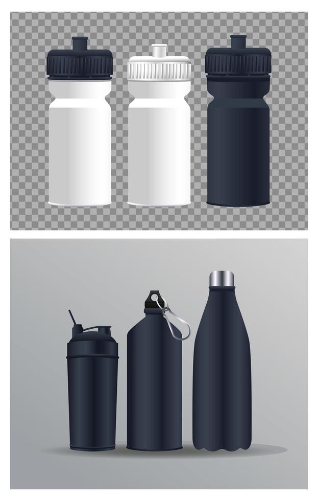 ícones de marca de garrafas de água termoplástica vetor