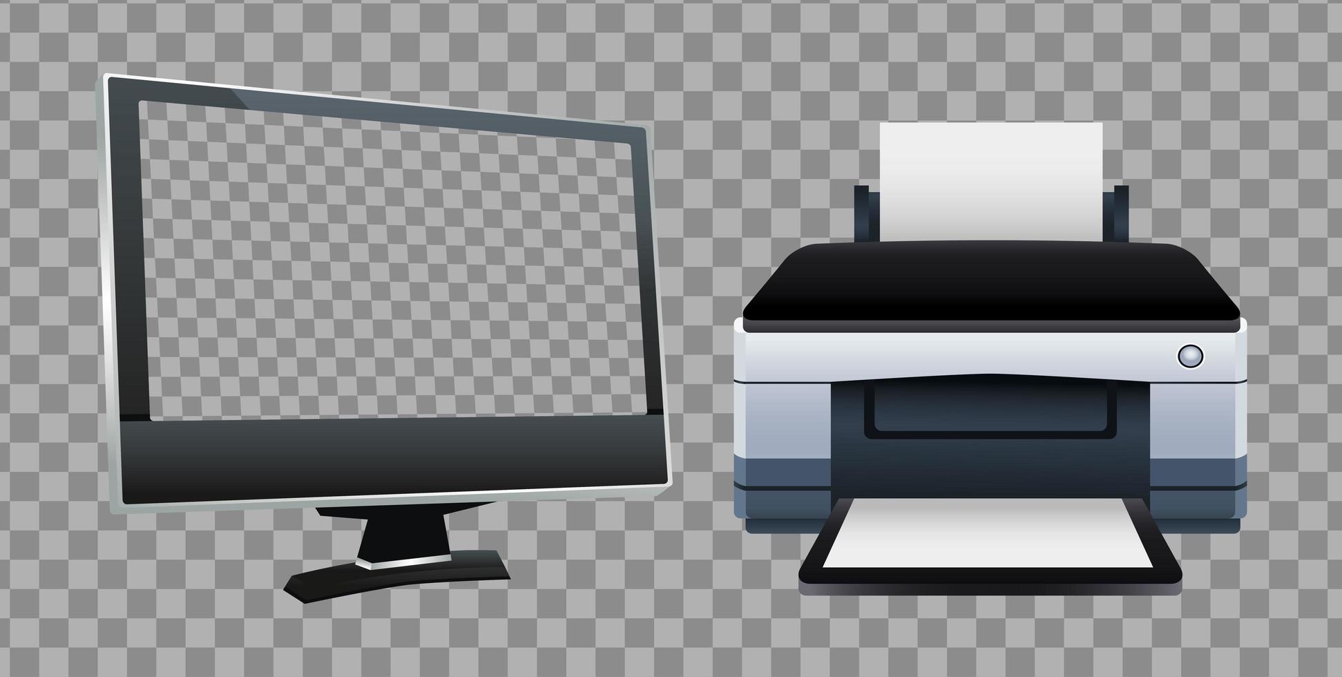 máquina de hardware de impressora e dispositivos de computador de monitor vetor