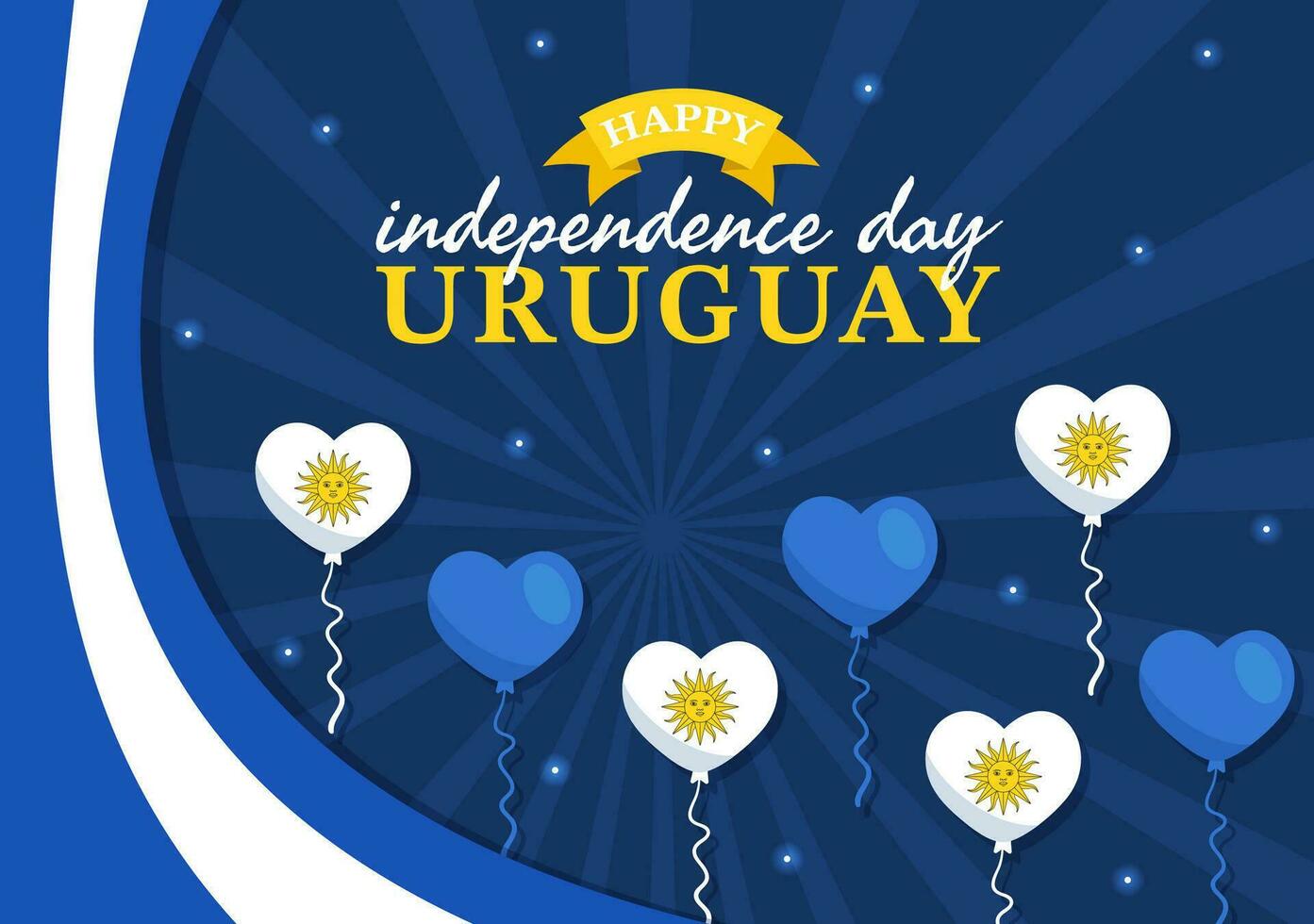 feliz Uruguai independência dia vetor ilustração em 25 agosto com acenando bandeira dentro nacional feriado plano desenho animado mão desenhado modelos