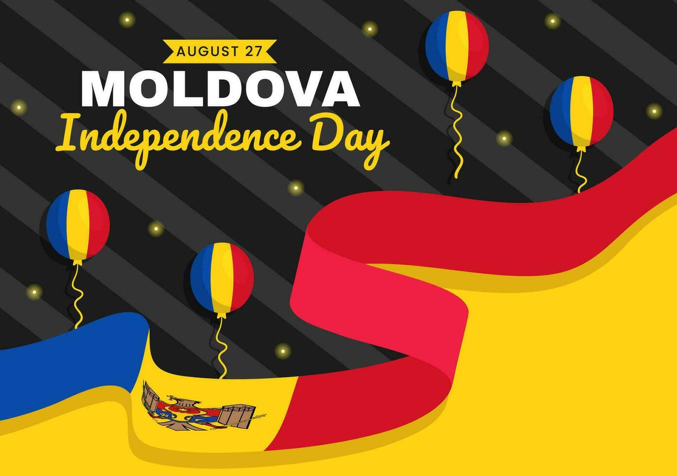 Moldova independência dia vetor ilustração em agosto 27 com acenando bandeira dentro nacional feriado plano desenho animado mão desenhado fundo modelos