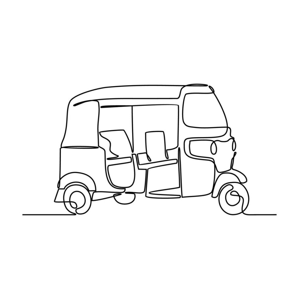 1 contínuo linha desenhando do tradicional transporte. veículo Projeto dentro simples linear estilo. transporte Projeto conceito vetor ilustração