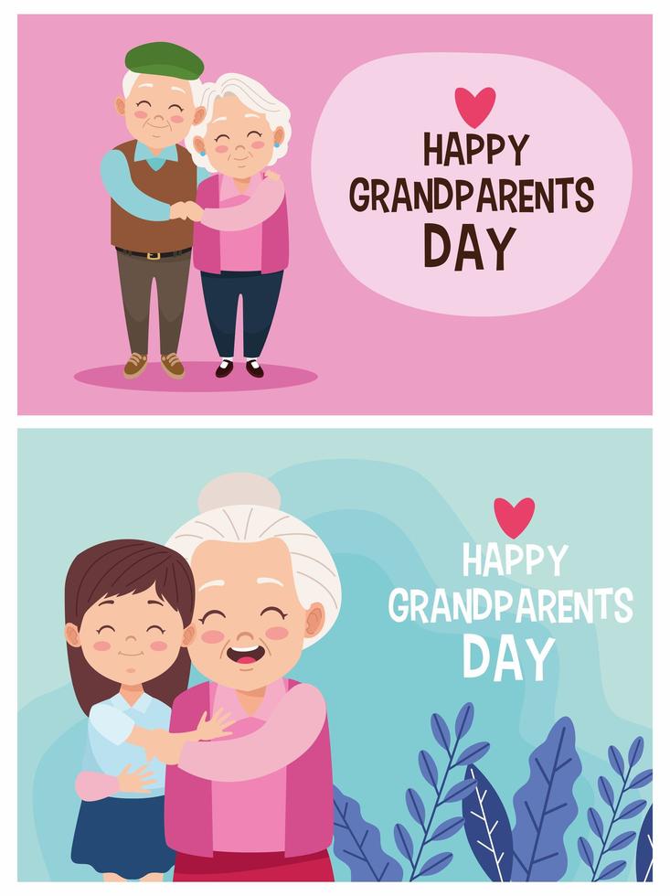 avós fofos e felizes com personagens infantis vetor