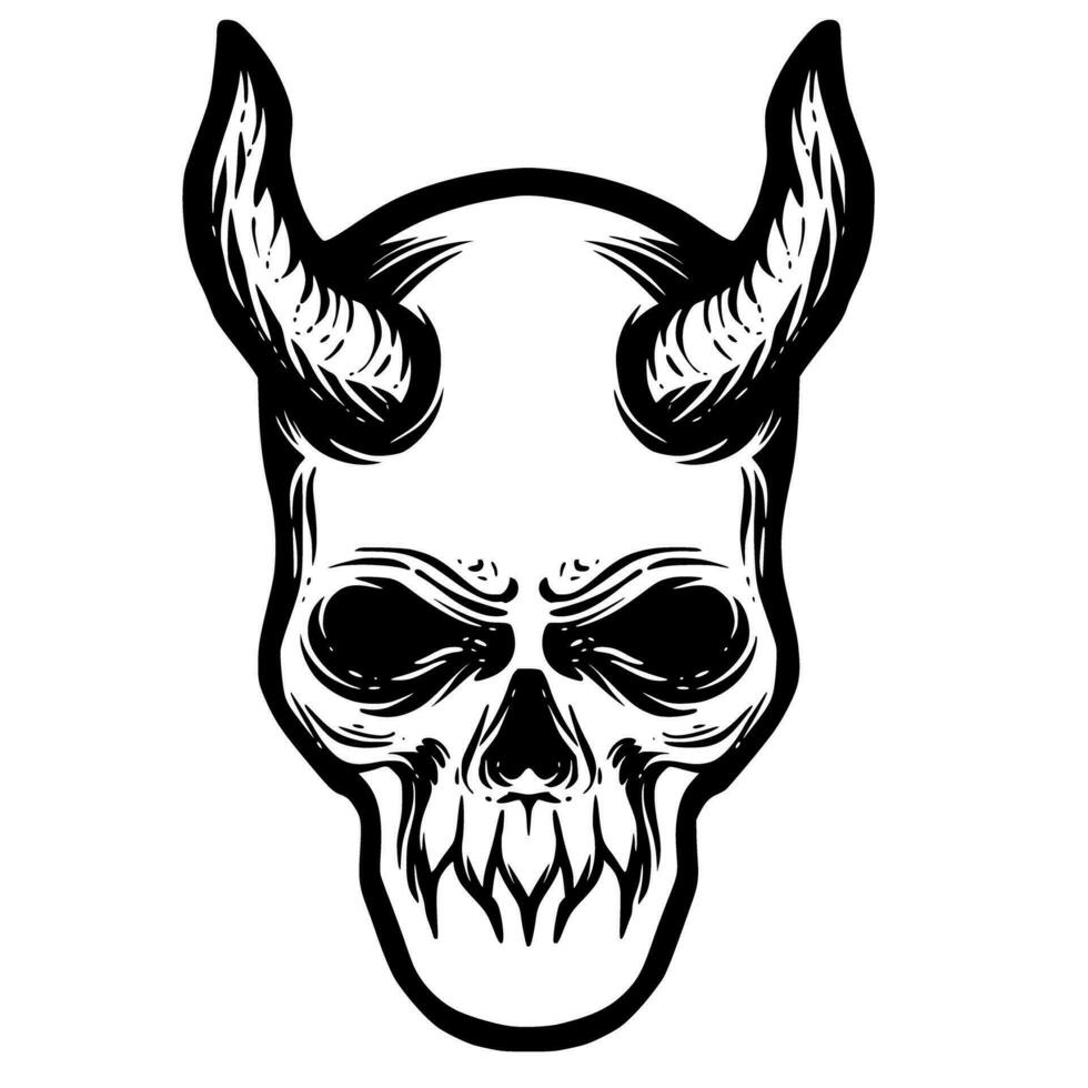 diabo crânio ilustração mascote logotipo arte vetor