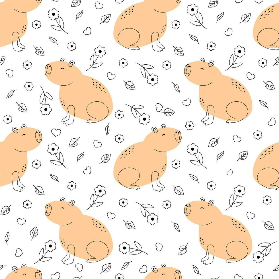 conjunto de capivara fofa. ilustração em vetor cor de capivara. desenho de  um animal em estilo cartoon. 13021571 Vetor no Vecteezy