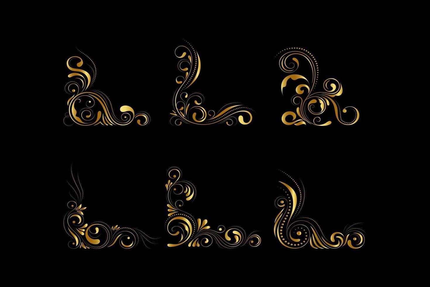 elementos de design caligráfico de ouro vetor