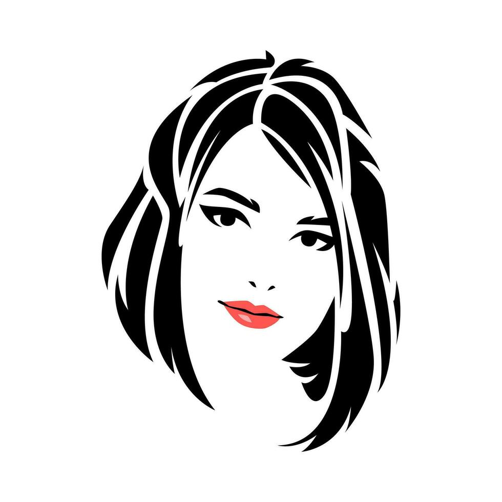 retrato do lindo mulher face com curto cabelo tribal tatuagem logotipo ícone. gráfico plano vetor ilustração.