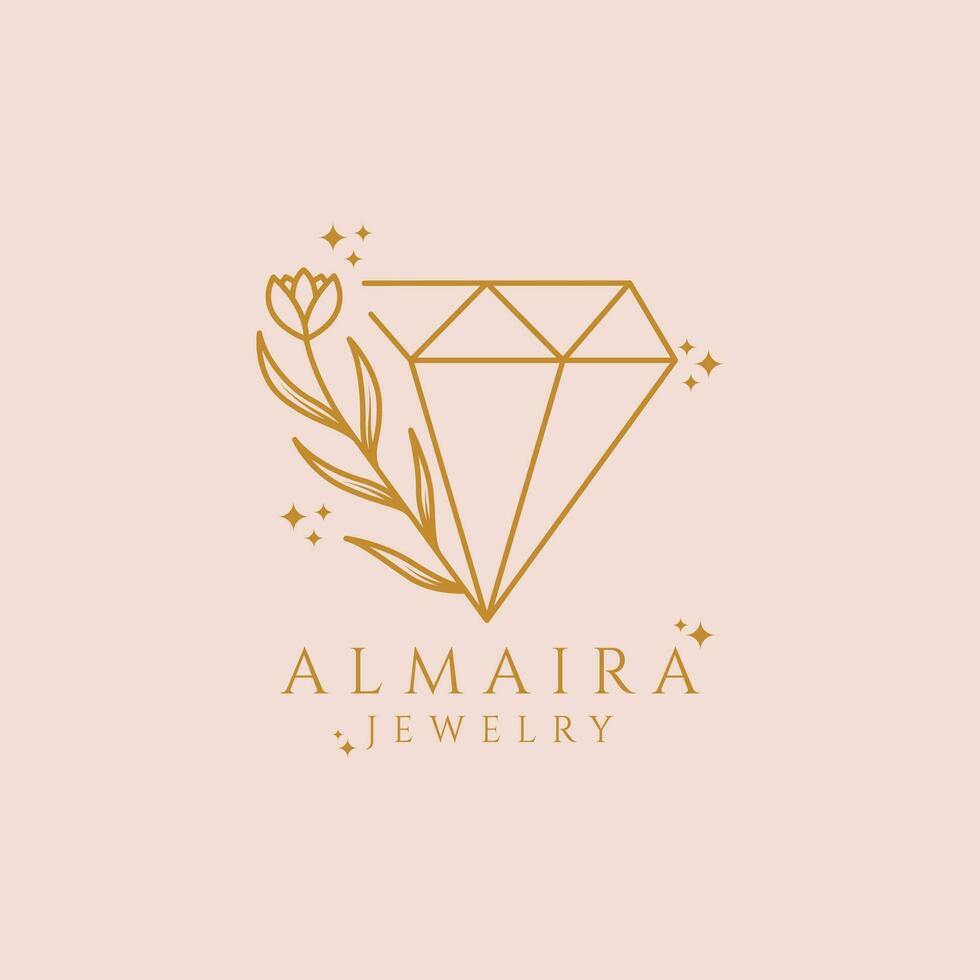 joalheria logotipo diamante beleza linha arte vetor ilustração Projeto