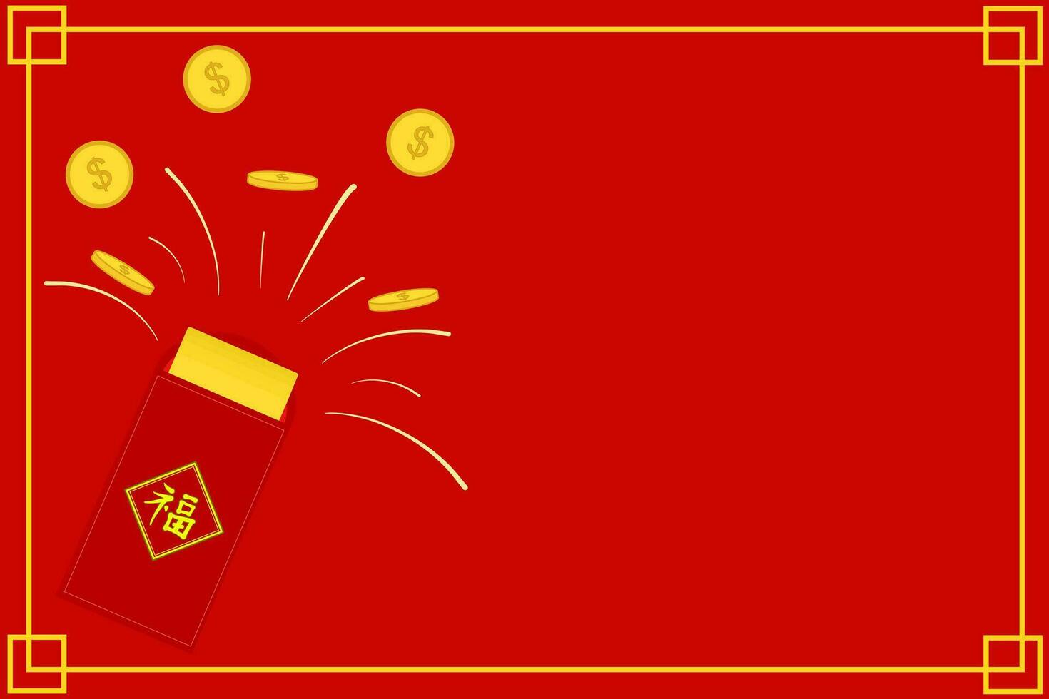 vetor - vermelho envelope pacote chinês Novo ano. Hong Bao ou ang- bao com personagem hok ou fu, significar Boa sorte, fortuna. dentro ter dinheiro para dar para alguém você amar. presente. cópia de espaço.