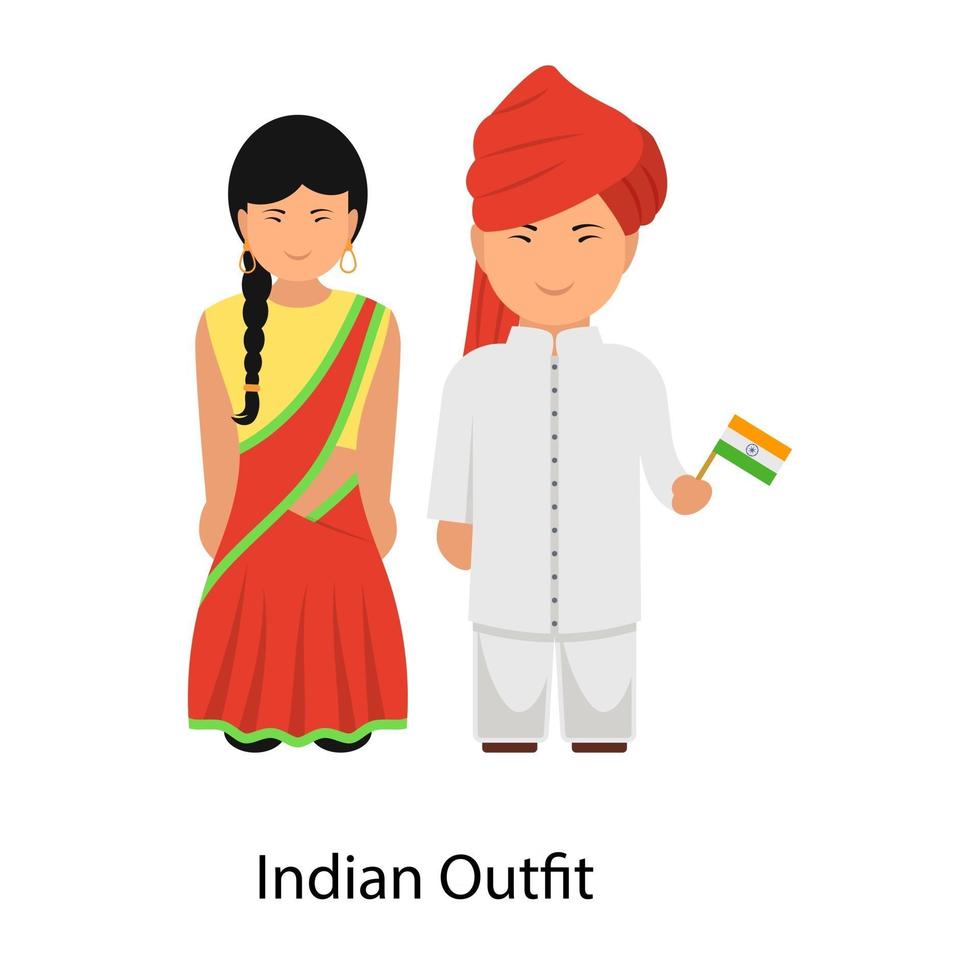 roupa indiana editável vetor