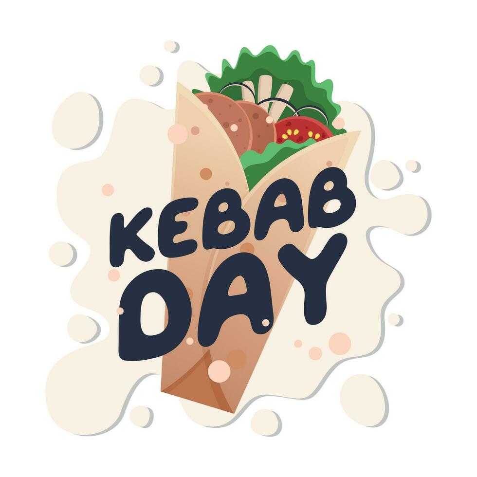 Kebab dia Projeto modelo para celebração. Kebab vetor imagem. plano Kebab vetor.