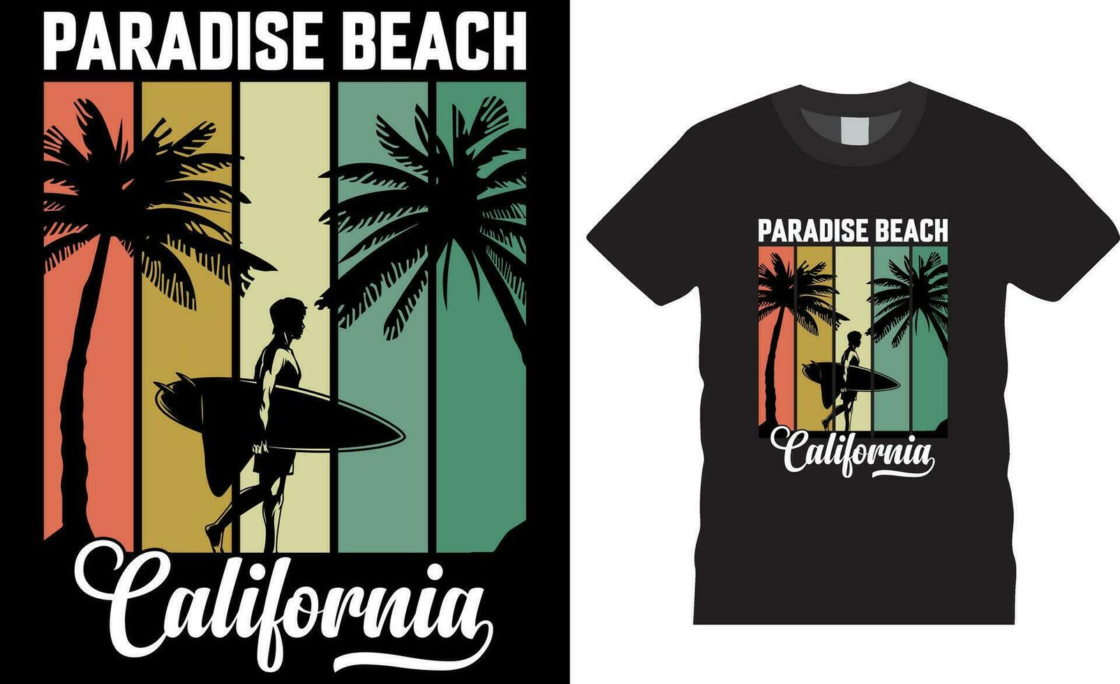 paraíso de praia Califórnia verão t camisa Projeto vetor modelo