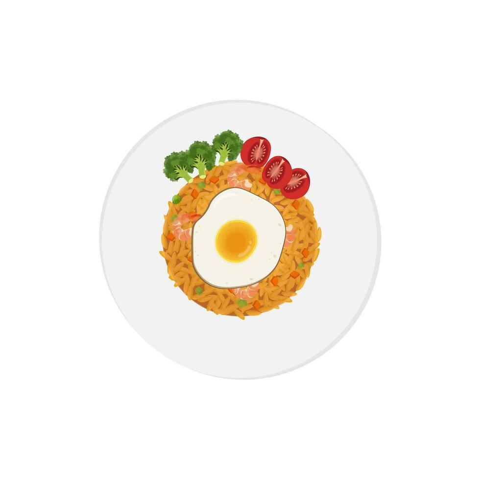 indonésio frito arroz ilustração logotipo com frito ovo Adição vetor