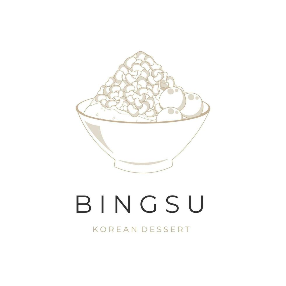 coreano raspada gelo logotipo simples vetor ilustração bingsu bingsoo