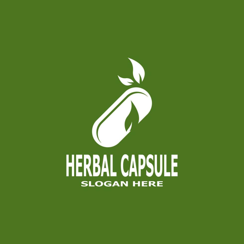 ervas cápsula farmacia logotipo vetor ilustração