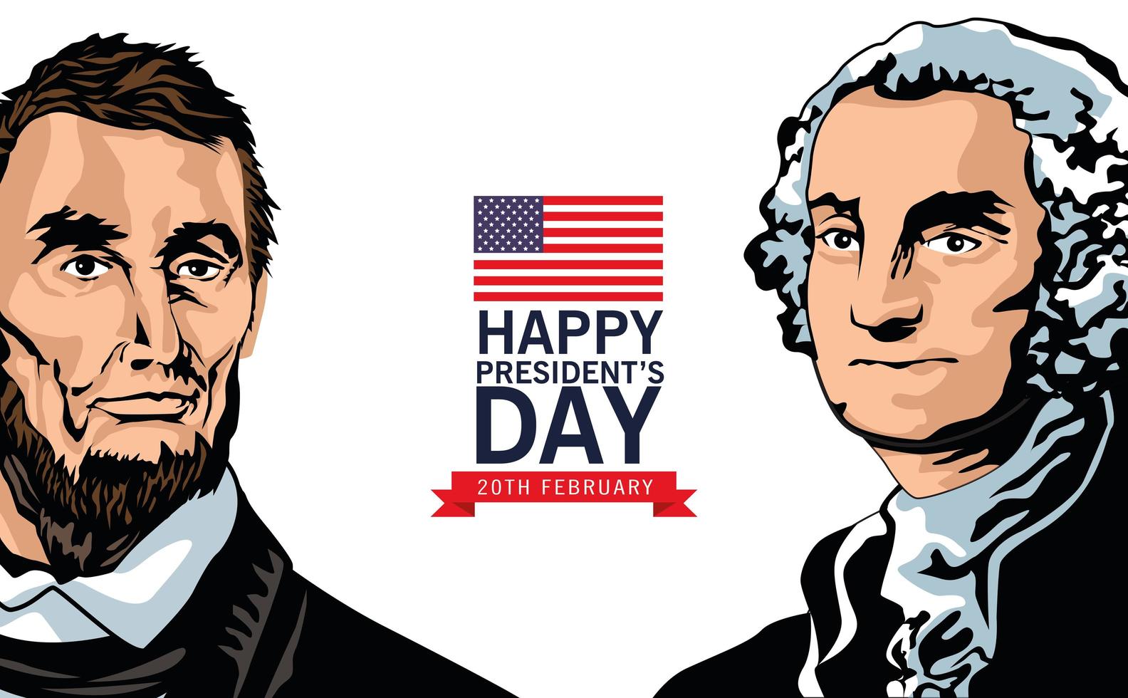 pôster feliz do dia dos presidentes com Lincoln e Washington vetor