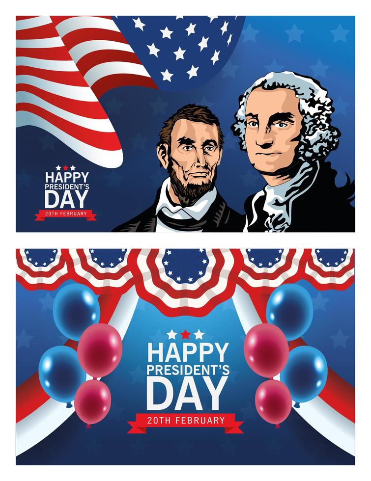 pôster feliz do dia dos presidentes com Lincoln e Washington vetor