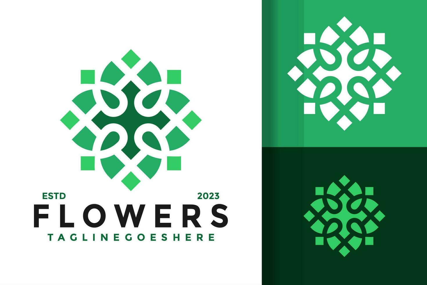 flor verde enfeite logotipo vetor ícone ilustração