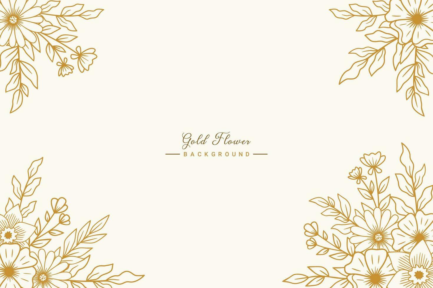 lindo mão desenhado ouro flores e folhas em branco fundo para Casamento convites ou noivado ou cumprimento cartão vetor