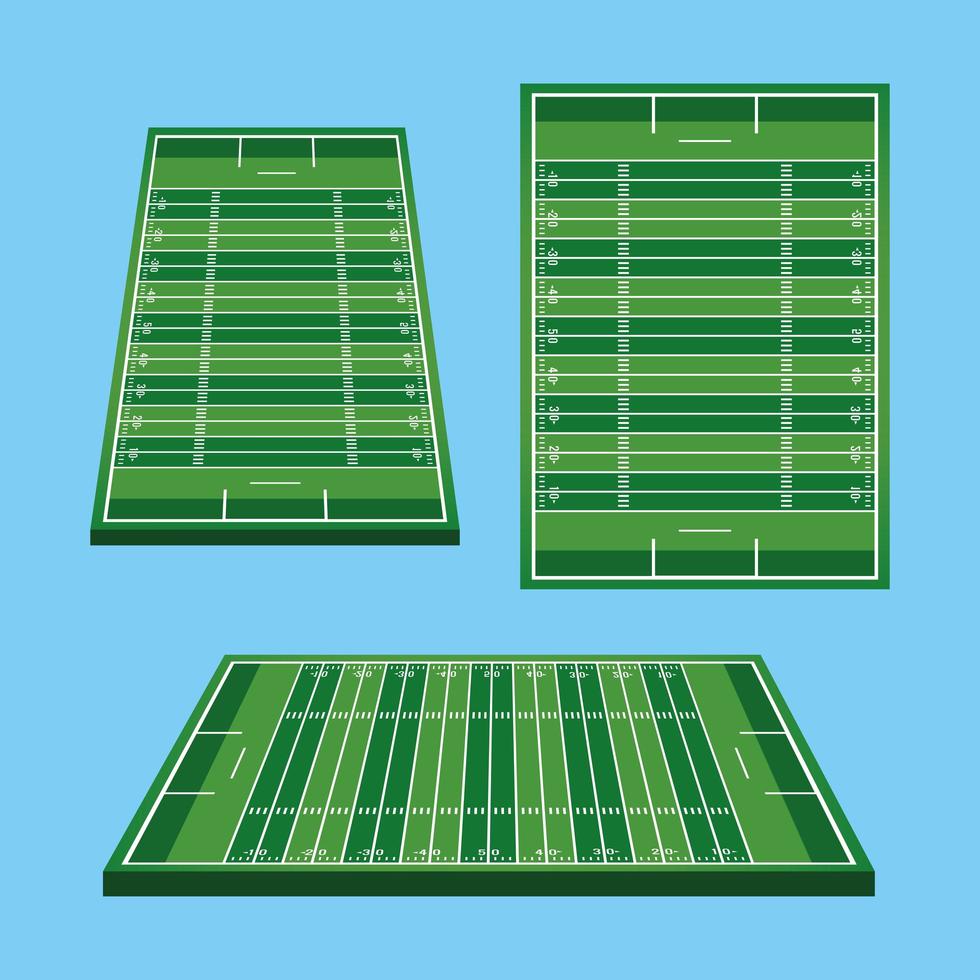 campos de futebol americano com ícones de jardas vetor