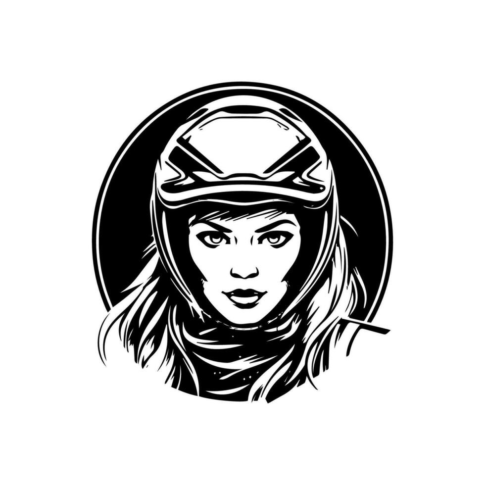 motocross menina motociclista logotipo Projeto ilustração vetor